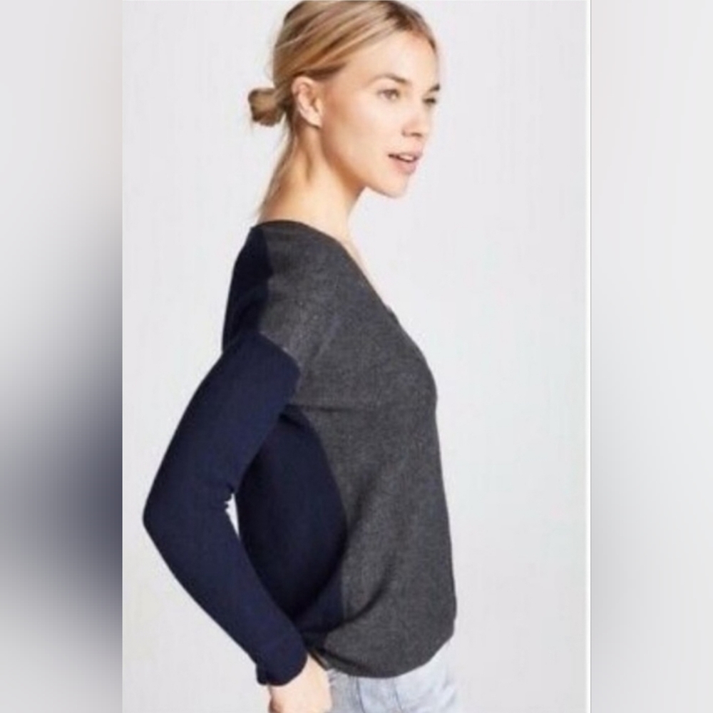 Madewell Kimball Colorblock Sweater Grey Navy Blue Size S - Picture 2 of 10